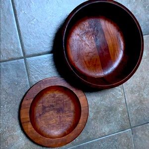 Lot 2 - DANSK wood bowl & walnut dish